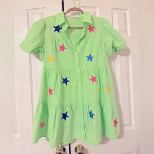 Peach Love California Size Large. Buttons down front with colorful sequin stars!